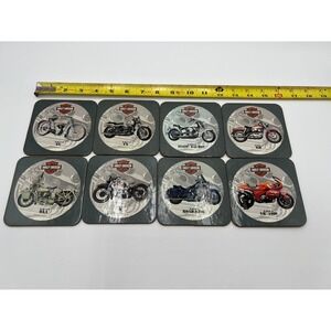 Harley Davidson Motorcycle Coaster Set 8 Piece Vintage Models Cork Backed 4x4